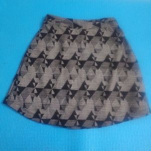 Black Geometric Flared Mini Skrit casual wear, Size XS